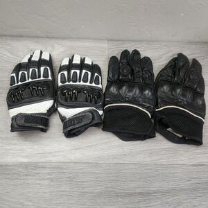 Bilt & Five Black White Motorcycle Gloves S Leather Hard Knuckle Bundle Leather